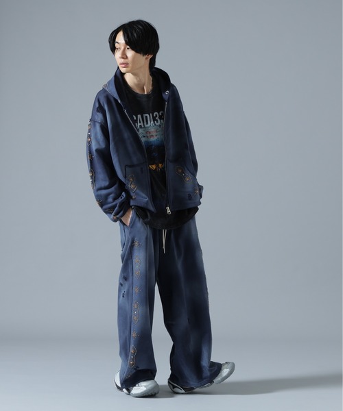 DANKE SCHON(ダンケシェーン)の「DankeSchon/ダンケシェーン/STUDS SWEAT BAGGY PANTS(スウェットパンツ・メンズ・ブラウン/グレー/ネイビー・S/L/M)」の4枚目の写真