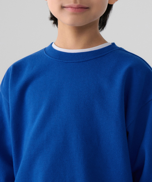 MUSINSA STANDARD KIDS（ムシンサスタンダードキッズ）の「オーバーサイズスウェットシャツ[ブルー]（スウェット・レディース・その他・100/110/120/130/160/140/150）」の4枚目の写真