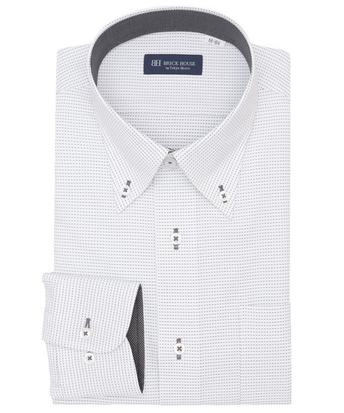 TOKYO SHIRTS(トウキョウシャツ)の「【吸水速乾】【COFREX】形態安定ノンアイロン ボタンダウン 長袖ビジネスワイシャツ(ビジネスシャツ・メンズ・グレー・首回り37cm-裄丈80cm/首回り39cm-裄丈80cm/首回り39cm-裄丈84cm/首回り41cm-裄丈82cm/首回り41cm-裄丈86cm/首回り42cm-裄丈82cm/首回り42cm-裄丈86cm/首回り43cm-裄丈82cm/首回り43cm-裄丈86cm/首回り37cm-裄丈84cm)」の1枚目の写真