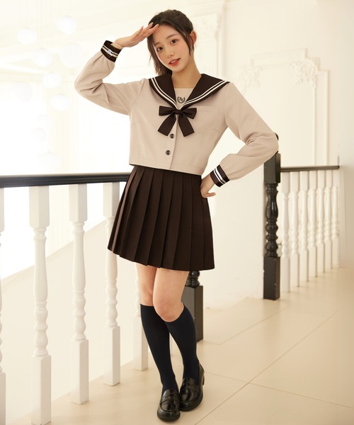 LunaBelle(ルナベル)の「【制服コスプレ3点セット】クラシックカラーセーラー服 長袖(手洗い可能)(コスチューム/パーティーグッズ・レディース・ブラウン・M/2L/L/S)」の4枚目の写真