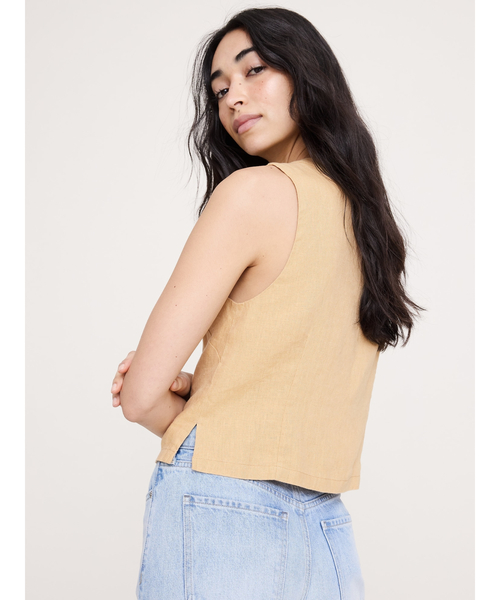 Banana Republic(バナナリパブリック)の「リネン レーストリム ベスト(ベスト・レディース・グリーン/ベージュ・0/8/6/2/4)」の4枚目の写真