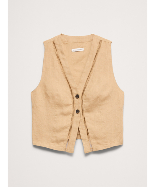 Banana Republic(バナナリパブリック)の「リネン レーストリム ベスト(ベスト・レディース・グリーン/ベージュ・0/8/6/2/4)」の6枚目の写真