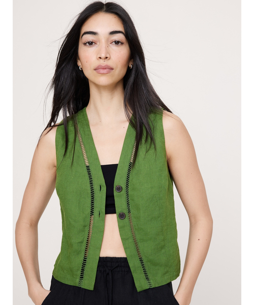 Banana Republic(バナナリパブリック)の「リネン レーストリム ベスト(ベスト・レディース・グリーン/ベージュ・0/8/6/2/4)」の1枚目の写真
