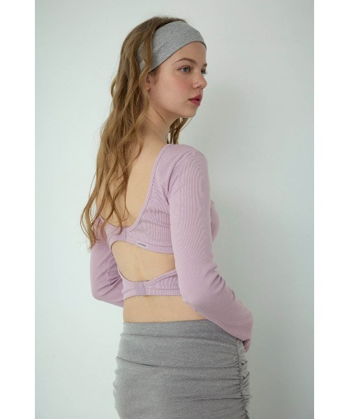 ALEXIA STAM（アリシアスタン）の「Rib Back Adjuster Long Sleeve Top /パッドinバックアジャスタートップス（Tシャツ/カットソー・レディース・アイボリー/ブラック/グレー/ピンク/ライム・S/L/M）」の5枚目の写真