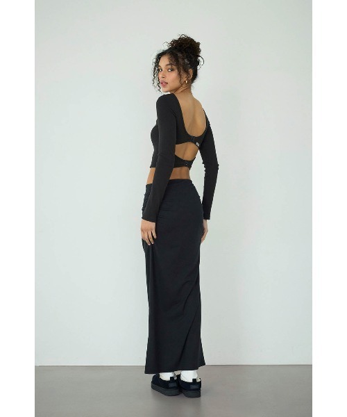 ALEXIA STAM（アリシアスタン）の「Rib Back Adjuster Long Sleeve Top /パッドinバックアジャスタートップス（Tシャツ/カットソー・レディース・アイボリー/ブラック/グレー/ピンク/ライム・S/L/M）」の16枚目の写真