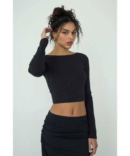 ALEXIA STAM（アリシアスタン）の「Rib Back Adjuster Long Sleeve Top /パッドinバックアジャスタートップス（Tシャツ/カットソー・レディース・アイボリー/ブラック/グレー/ピンク/ライム・S/L/M）」の15枚目の写真