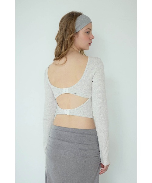 ALEXIA STAM（アリシアスタン）の「Rib Back Adjuster Long Sleeve Top /パッドinバックアジャスタートップス（Tシャツ/カットソー・レディース・アイボリー/ブラック/グレー/ピンク/ライム・S/L/M）」の22枚目の写真