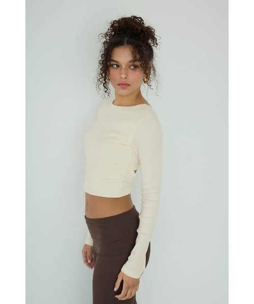 ALEXIA STAM（アリシアスタン）の「Rib Back Adjuster Long Sleeve Top /パッドinバックアジャスタートップス（Tシャツ/カットソー・レディース・アイボリー/ブラック/グレー/ピンク/ライム・S/L/M）」の13枚目の写真