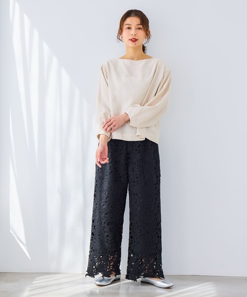 studio CLIP(スタディオクリップ)の「シアーボートネックTブラウス(シャツ/ブラウス・レディース・ネイビー/オフホワイト・FREE)」の10枚目の写真