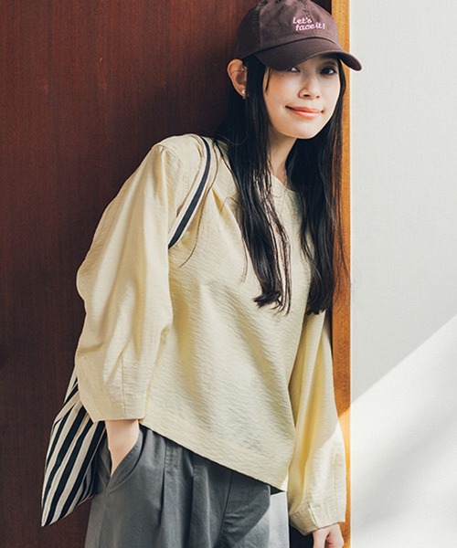 studio CLIP(スタディオクリップ)の「シアーボートネックTブラウス(シャツ/ブラウス・レディース・ネイビー/オフホワイト・FREE)」の17枚目の写真