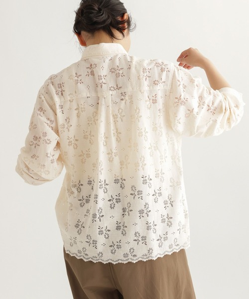 studio CLIP（スタディオクリップ）の「【daily CLIP】中花レースシャツ（シャツ/ブラウス・レディース・ブラック/オフホワイト・FREE）」の5枚目の写真