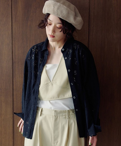 studio CLIP（スタディオクリップ）の「【daily CLIP】中花レースシャツ（シャツ/ブラウス・レディース・ブラック/オフホワイト・FREE）」の10枚目の写真