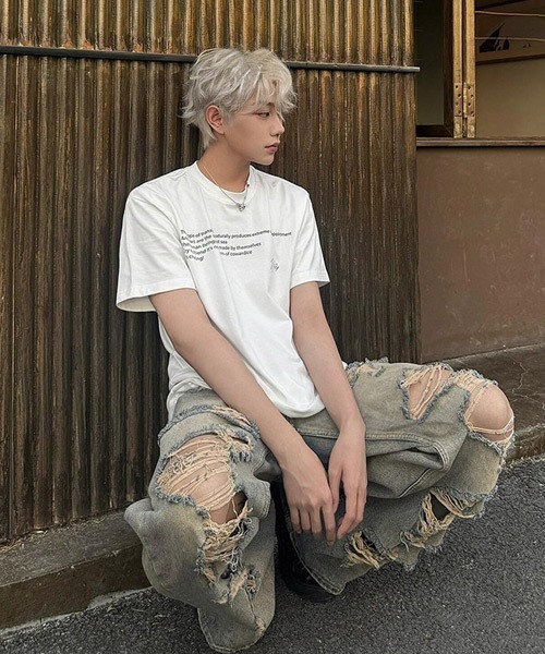 Ressaca(レサーカ)の「ダメージ加工ワイドデニムパンツ(デニムパンツ・メンズ・インディゴブルー・L/XL/M)」の6枚目の写真