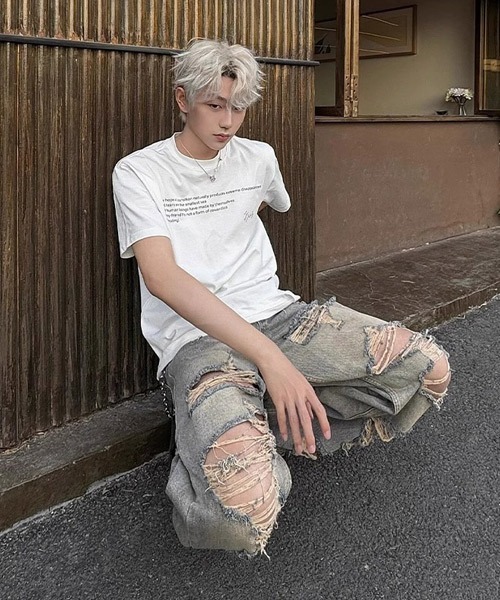 Ressaca(レサーカ)の「ダメージ加工ワイドデニムパンツ(デニムパンツ・メンズ・インディゴブルー・L/XL/M)」の8枚目の写真