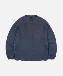 PIGMENT DYEING WAFFLE POCKET TEE _ BLUE