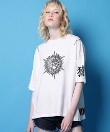 Monkey Flower（モンキーフラワー）の「レディース サンイラスト 半袖Tシャツ/MM8WTS13F ホワイト（Tシャツ/カットソー）」