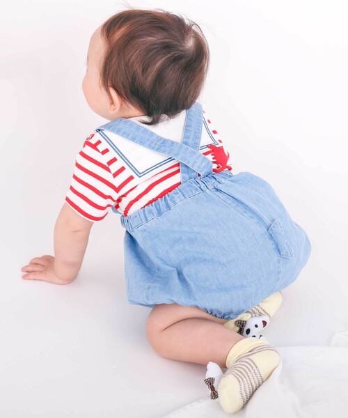 SLAP SLIP BABY(スラップスリップベビー)の「【マリンシリーズ】ヒレモチーフサスペンダー付きブルマベビー(70~80cm)(その他ベビーウェア・キッズ・ネイビー/ブルー・FREE)」の4枚目の写真