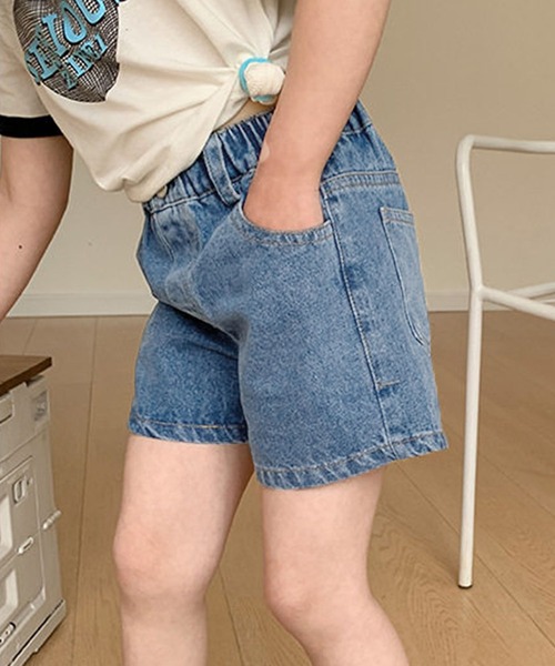 aimoha（アイモハ）の「【aimoha-KIDS-】デニムショートパンツ (SS)（デニムパンツ・キッズ・ブルー・130/120/110/100/90/150/140）」の5枚目の写真