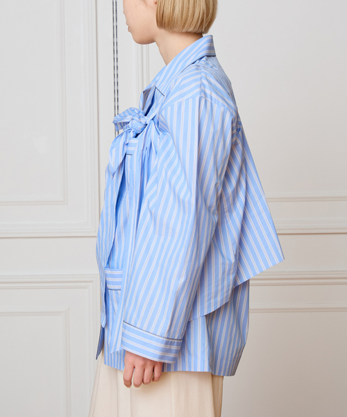 IENA LA BOUCLE（イエナラブークル）の「IENA LA BOUCLE コットンストライプスリーピーシャツ（シャツ/ブラウス・レディース・ライトブルー・FREE）」の4枚目の写真
