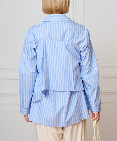 IENA LA BOUCLE（イエナラブークル）の「IENA LA BOUCLE コットンストライプスリーピーシャツ（シャツ/ブラウス・レディース・ライトブルー・FREE）」の5枚目の写真