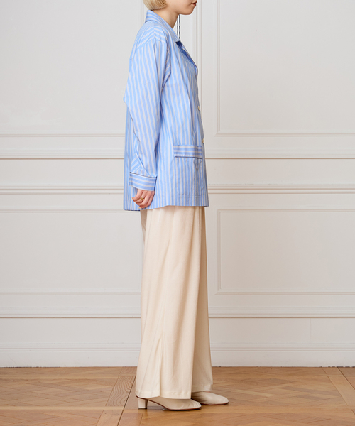 IENA LA BOUCLE（イエナラブークル）の「IENA LA BOUCLE コットンストライプスリーピーシャツ（シャツ/ブラウス・レディース・ライトブルー・FREE）」の21枚目の写真