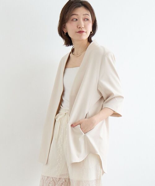 le.coeur blanc(ルクールブラン)の「vaneumハーフスリーブジャケット(その他アウター・レディース・アイボリー/ブラック・38)」の5枚目の写真