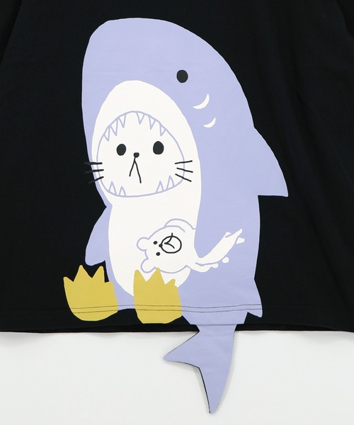 ScoLar Parity（スカラーパリティ）の「361120：しっぽ飛び出しサメニャン柄Tシャツ（Tシャツ/カットソー・レディース・イエロー/ブラック/オフホワイト・S/M）」の14枚目の写真