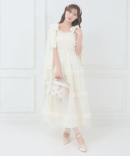 MAJESTIC LEGON(マジェスティックレゴン)の「ビジューボタンUVカットカーデ(カーディガン/ボレロ・レディース・アイボリー/ブラック/ブルー/ピンク/イエロー・MEDIUM)」の8枚目の写真