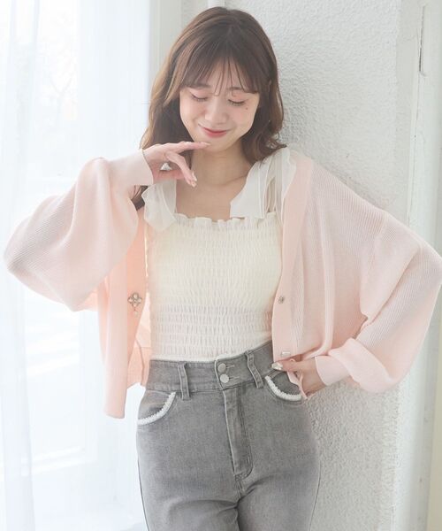 MAJESTIC LEGON(マジェスティックレゴン)の「ビジューボタンUVカットカーデ(カーディガン/ボレロ・レディース・アイボリー/ブラック/ブルー/ピンク/イエロー・MEDIUM)」の11枚目の写真
