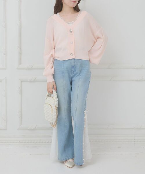 MAJESTIC LEGON(マジェスティックレゴン)の「ビジューボタンUVカットカーデ(カーディガン/ボレロ・レディース・アイボリー/ブラック/ブルー/ピンク/イエロー・MEDIUM)」の15枚目の写真