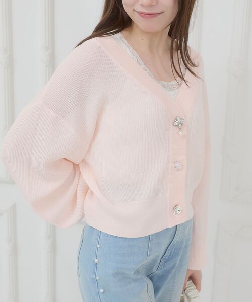 MAJESTIC LEGON(マジェスティックレゴン)の「ビジューボタンUVカットカーデ(カーディガン/ボレロ・レディース・アイボリー/ブラック/ブルー/ピンク/イエロー・MEDIUM)」の18枚目の写真