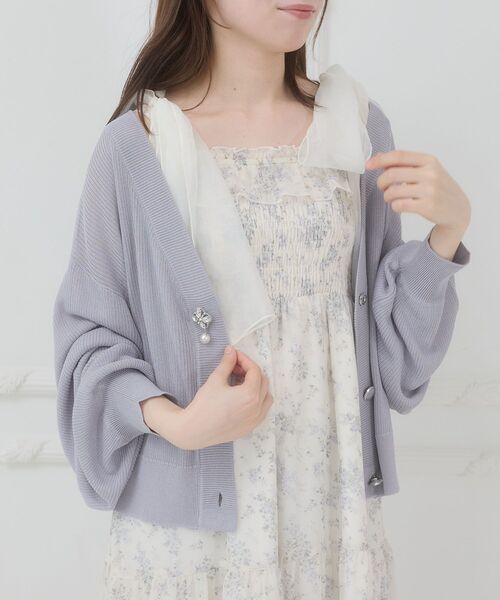 MAJESTIC LEGON(マジェスティックレゴン)の「ビジューボタンUVカットカーデ(カーディガン/ボレロ・レディース・アイボリー/ブラック/ブルー/ピンク/イエロー・MEDIUM)」の20枚目の写真