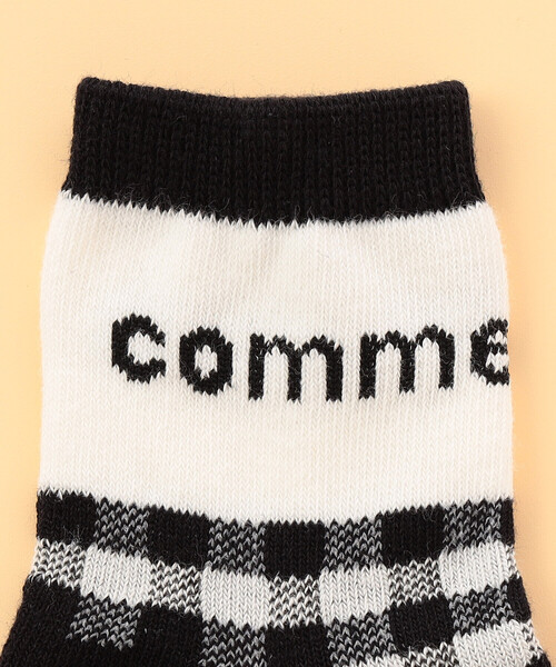 COMME CA ISM(コムサイズム)の「ロゴ×ギンガム チェック クルーソックス / ベビーサイズ(ベビーシューズ/ベビーソックス・キッズ・ブラック・9-12cm)」の3枚目の写真
