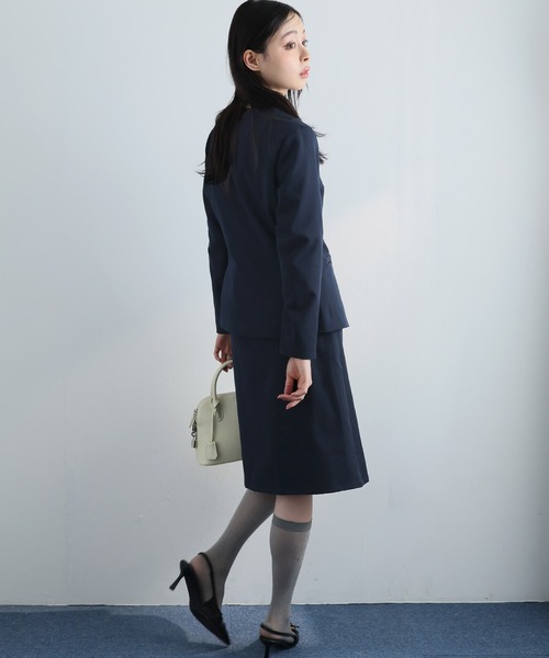 Doula Doula（ドゥーラドゥーラ）の「【3ピーススーツ】ジャケット・スカート&フリル裾トップス 上下３点セット（セットアップ・レディース・ネイビー/ブラック・L/M）」の4枚目の写真