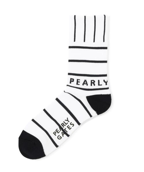 PEARLY GATES(パーリーゲイツ)の「【PEARLY GATES】MIXボーダーミドルSOX(ソックス/靴下・メンズ・ダークインディゴブルー/ホワイト系その他・FREE)」の1枚目の写真