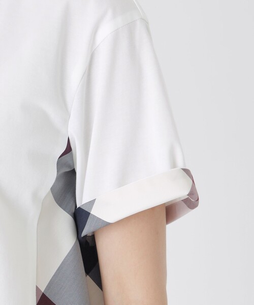 BLUE LABEL CRESTBRIDGE（ブルーレーベルクレストブリッジ）の「プレーティング天竺サイドチェックTシャツ（Tシャツ/カットソー・レディース・ホワイト/ダークネイビー/ブラック/ベビーピンク・40/38）」の9枚目の写真