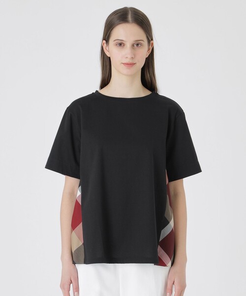 BLUE LABEL CRESTBRIDGE（ブルーレーベルクレストブリッジ）の「プレーティング天竺サイドチェックTシャツ（Tシャツ/カットソー・レディース・ホワイト/ダークネイビー/ブラック/ベビーピンク・40/38）」の12枚目の写真