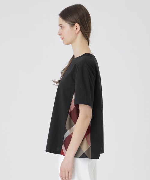 BLUE LABEL CRESTBRIDGE（ブルーレーベルクレストブリッジ）の「プレーティング天竺サイドチェックTシャツ（Tシャツ/カットソー・レディース・ホワイト/ダークネイビー/ブラック/ベビーピンク・40/38）」の13枚目の写真