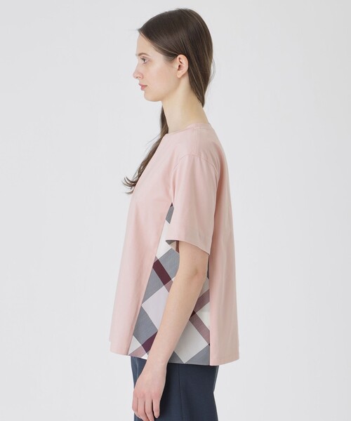 BLUE LABEL CRESTBRIDGE（ブルーレーベルクレストブリッジ）の「プレーティング天竺サイドチェックTシャツ（Tシャツ/カットソー・レディース・ホワイト/ダークネイビー/ブラック/ベビーピンク・40/38）」の19枚目の写真