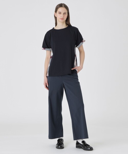 BLUE LABEL CRESTBRIDGE（ブルーレーベルクレストブリッジ）の「プレーティング天竺サイドチェックTシャツ（Tシャツ/カットソー・レディース・ホワイト/ダークネイビー/ブラック/ベビーピンク・40/38）」の7枚目の写真