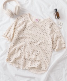 【87】【JEMORGAN/ジェーイーモーガン】花柄 ワッフル クルーネックTシャツ/レディース/26SUMMER NEW