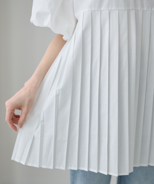 DAYRA(デイラ)の「パフスリーブ プリーツ 半袖 チュニック ブラウス(シャツ/ブラウス・レディース・ホワイト/モカ・FREE)」の5枚目の写真