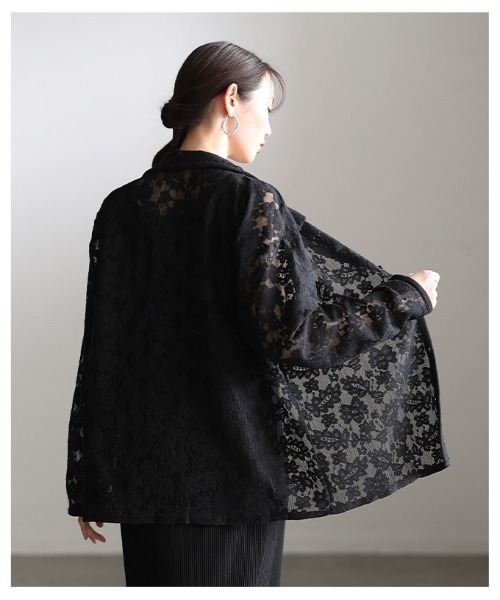 Sawa a la mode(サワアラモード)の「大人の花柄総レース開襟シャツ(シャツ/ブラウス・レディース・アイボリー/ブラック・FREE)」の22枚目の写真