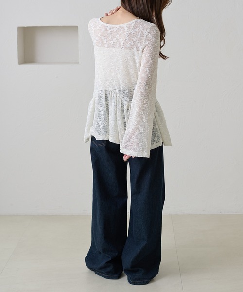 apres jour clair（アプレジュールクレア）の「【apres jour clair】レースペプラムトップス（Tシャツ/カットソー・レディース・ブラック/アイボリー・フリー/X-LARGE）」の8枚目の写真