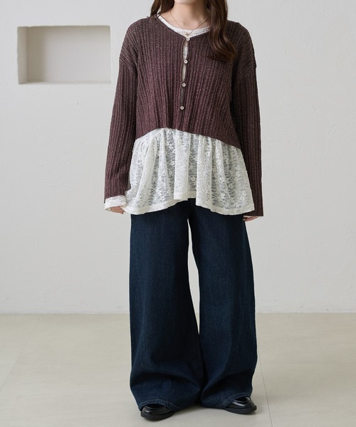 apres jour clair（アプレジュールクレア）の「【apres jour clair】レースペプラムトップス（Tシャツ/カットソー・レディース・ブラック/アイボリー・フリー/X-LARGE）」の12枚目の写真