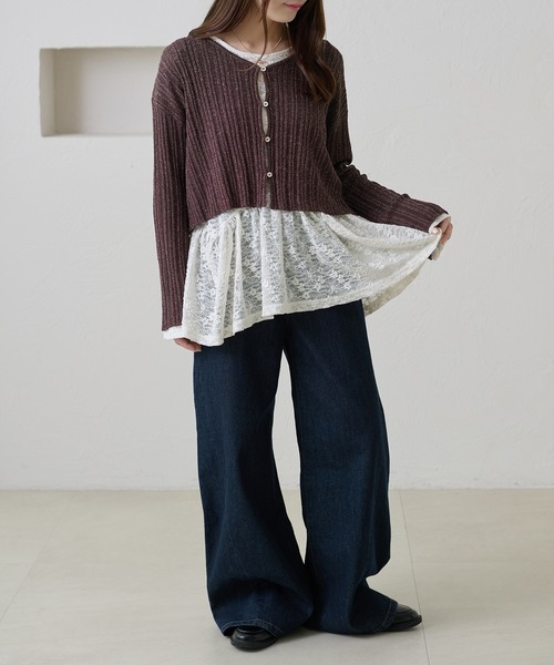 apres jour clair（アプレジュールクレア）の「【apres jour clair】レースペプラムトップス（Tシャツ/カットソー・レディース・ブラック/アイボリー・フリー/X-LARGE）」の13枚目の写真