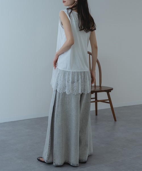 ANNA LUNA(アンナルナ)の「【ANNA LUNA】インナー に仕込みたい 裾レース タンクトップ 袖なし(Tシャツ/カットソー・レディース・ブラック/オフホワイト・MEDIUM)」の16枚目の写真