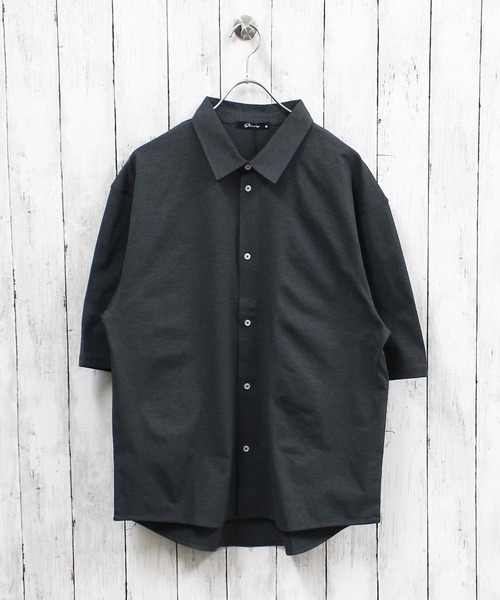 SHISKY(シスキー)の「マルチファンクション 無地 オーバーサイズ 半袖シャツ(826-105)(シャツ/ブラウス・メンズ・ブラック/カーキ/チャコール/ベージュ/オフホワイト・M/L/XL)」の10枚目の写真