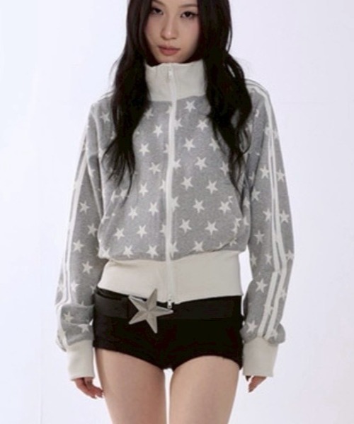 runningHIGH(ランニングハイ)の「【runningHIGH】STAR JACQUARD ZIP UP JACKET / 【ランニングハイ】スタージャガードジップアップジャケット(ジャージ・レディース・ブラック/グレー・ONE SIZE)」の18枚目の写真