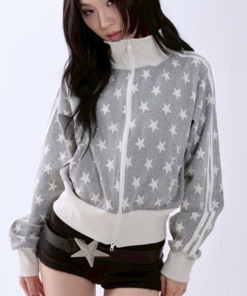 runningHIGH(ランニングハイ)の「【runningHIGH】STAR JACQUARD ZIP UP JACKET / 【ランニングハイ】スタージャガードジップアップジャケット(ジャージ・レディース・ブラック/グレー・ONE SIZE)」の19枚目の写真
